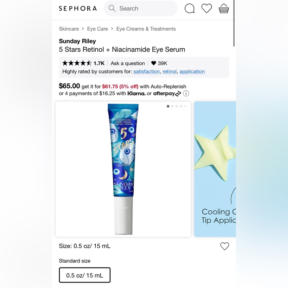 Sunday Riley
5 Stars Retinol + Niacinamide Eye Serum - Picture 2 of 10